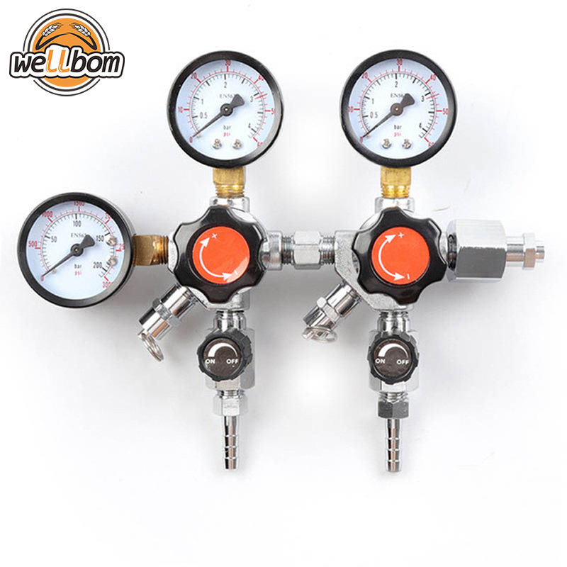 W21.8 Dual CO2 Gauge Regulator Homebrew CO2 Regulator, 0~2000psi, 0~60psi